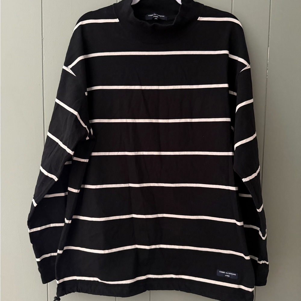 COMME des GARÇONS Homme Striped Mock Neck - Toggle Hem (XL)